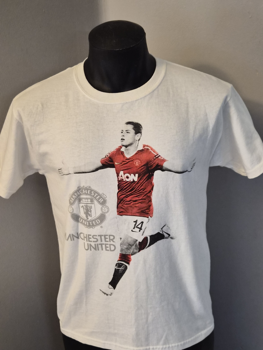 Manchester United Wayne Rooney #14 Graphic T-Shirt White Youth Large